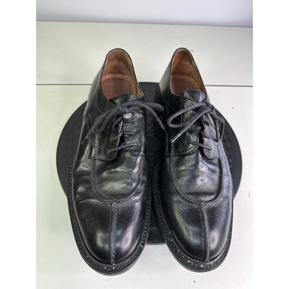 Bacco Bucci Oxford Shoes Black Leather Split Toe Derby Dress Shoes Sz 9.5